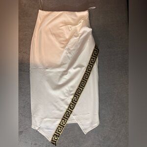 White Skirt with Greek Key Trim